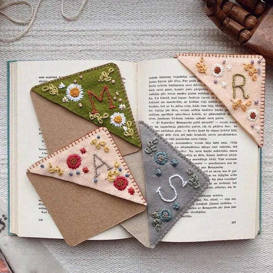 Embroidered Initial Felt Corner Bookmark