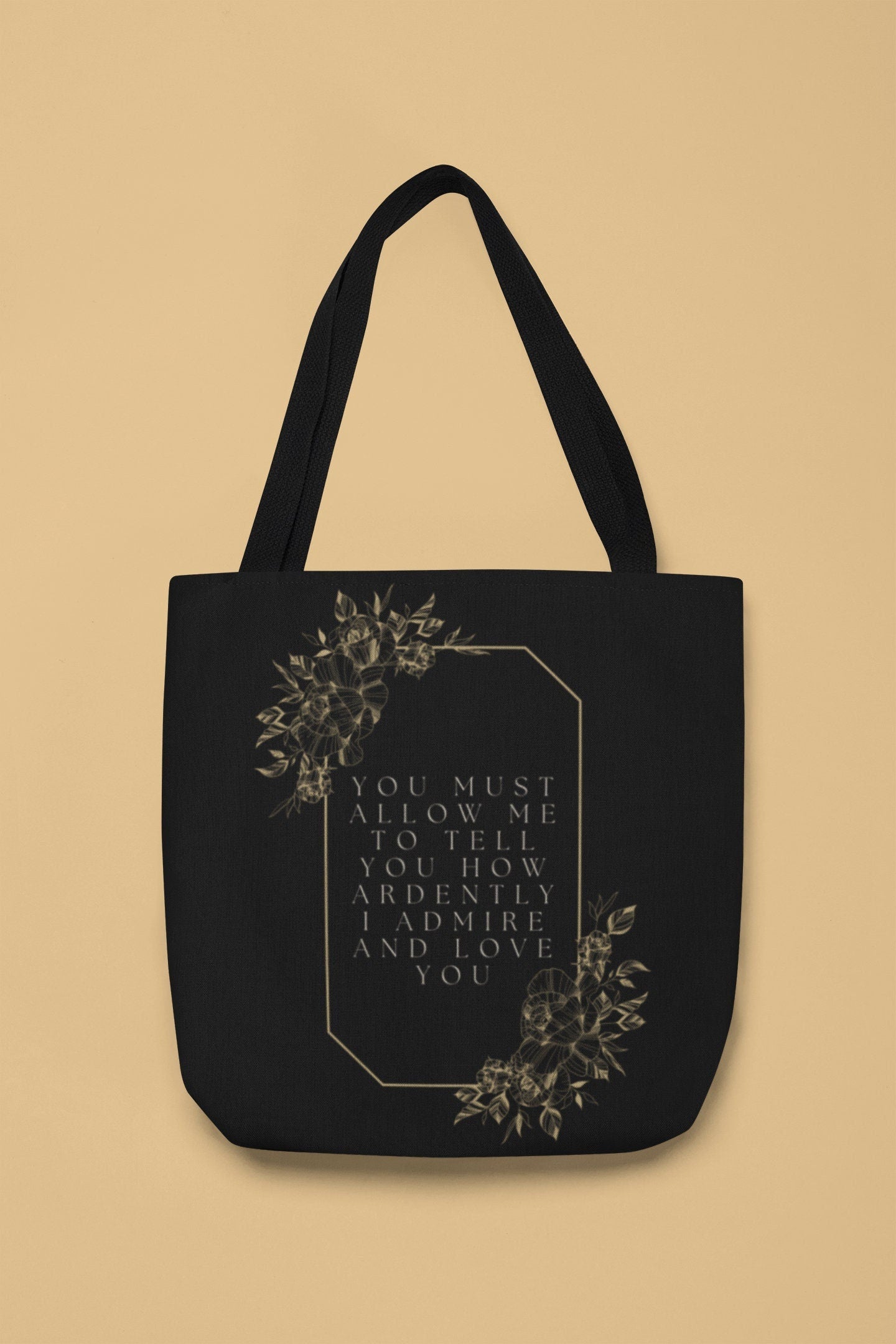 Pride and Prejudice Quote Tote Bag, Mr. Darcy Quote, Ardently Admire, Jane Austen Bag Bookish Tote, Librarian Teacher Gift, Bookworm Totebag