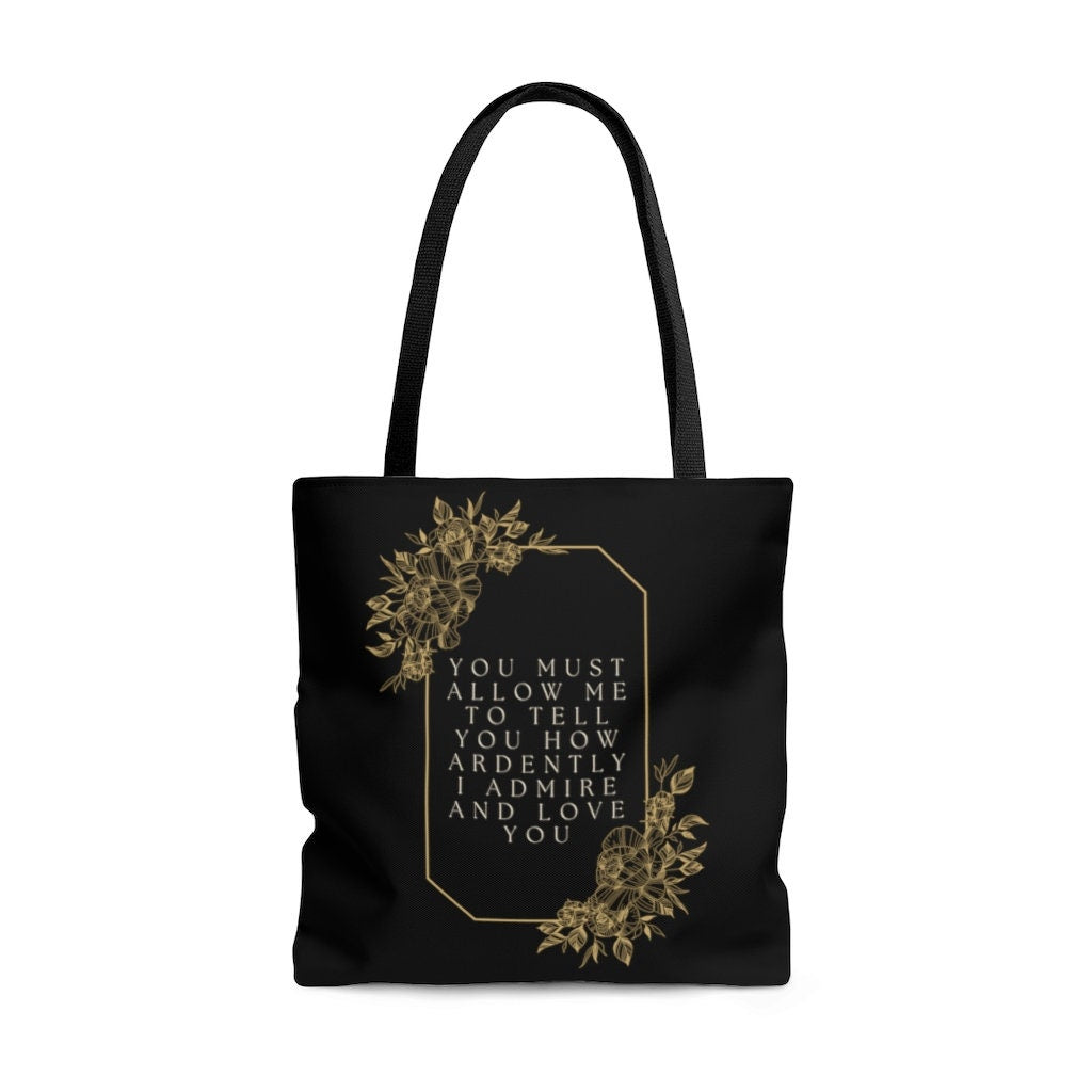 Pride and Prejudice Quote Tote Bag, Mr. Darcy Quote, Ardently Admire, Jane Austen Bag Bookish Tote, Librarian Teacher Gift, Bookworm Totebag