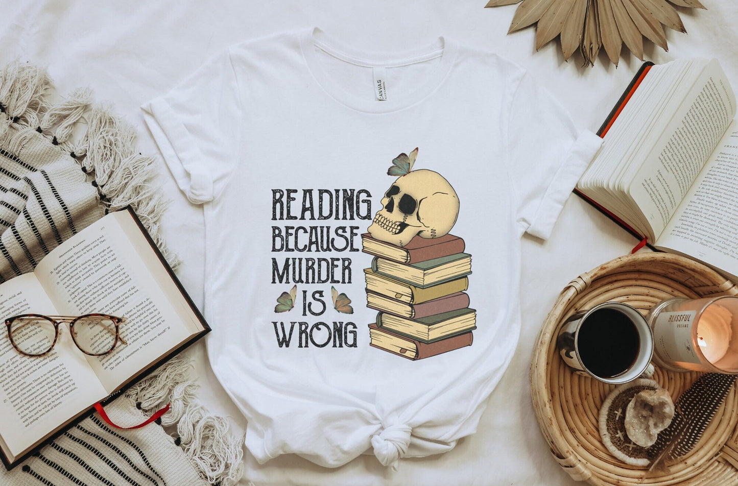 Reading Because Murder Is Wrong Funny Book Lover T-Shirt