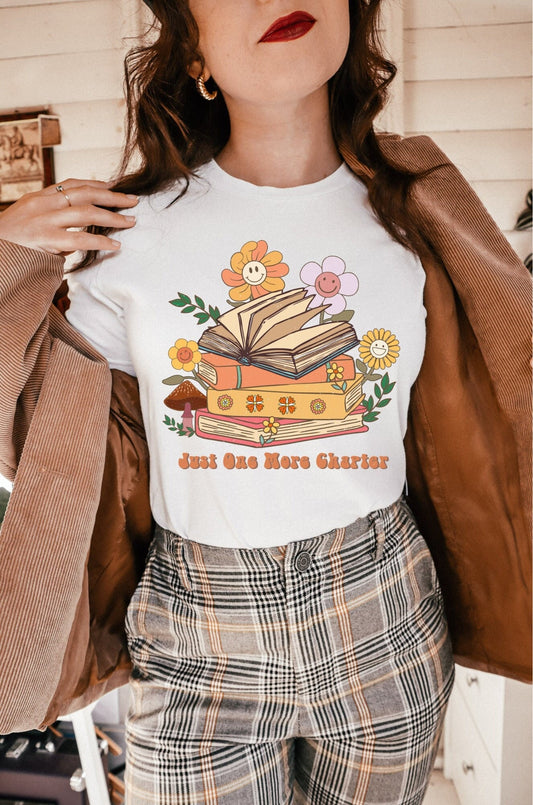 Just One More Chapter Retro Groovy Book Shirt