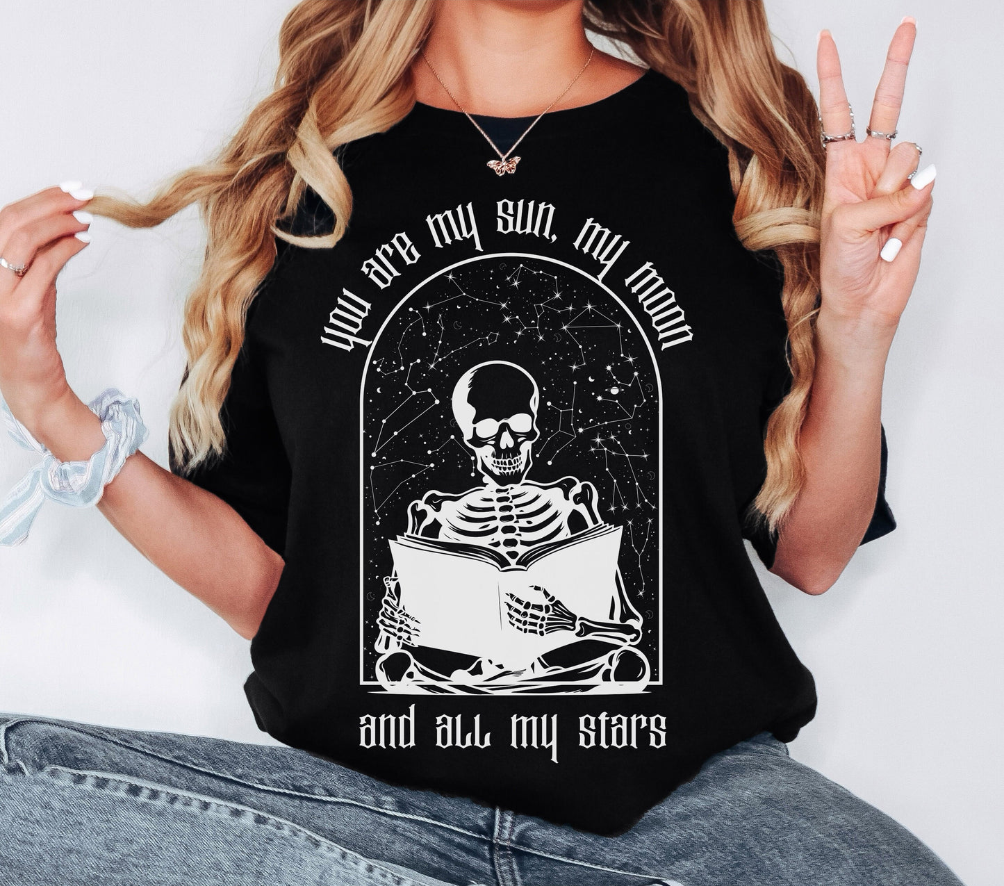 Comfort Colors Gothic Celestial Skeleton Zodiac Signs T Shirt