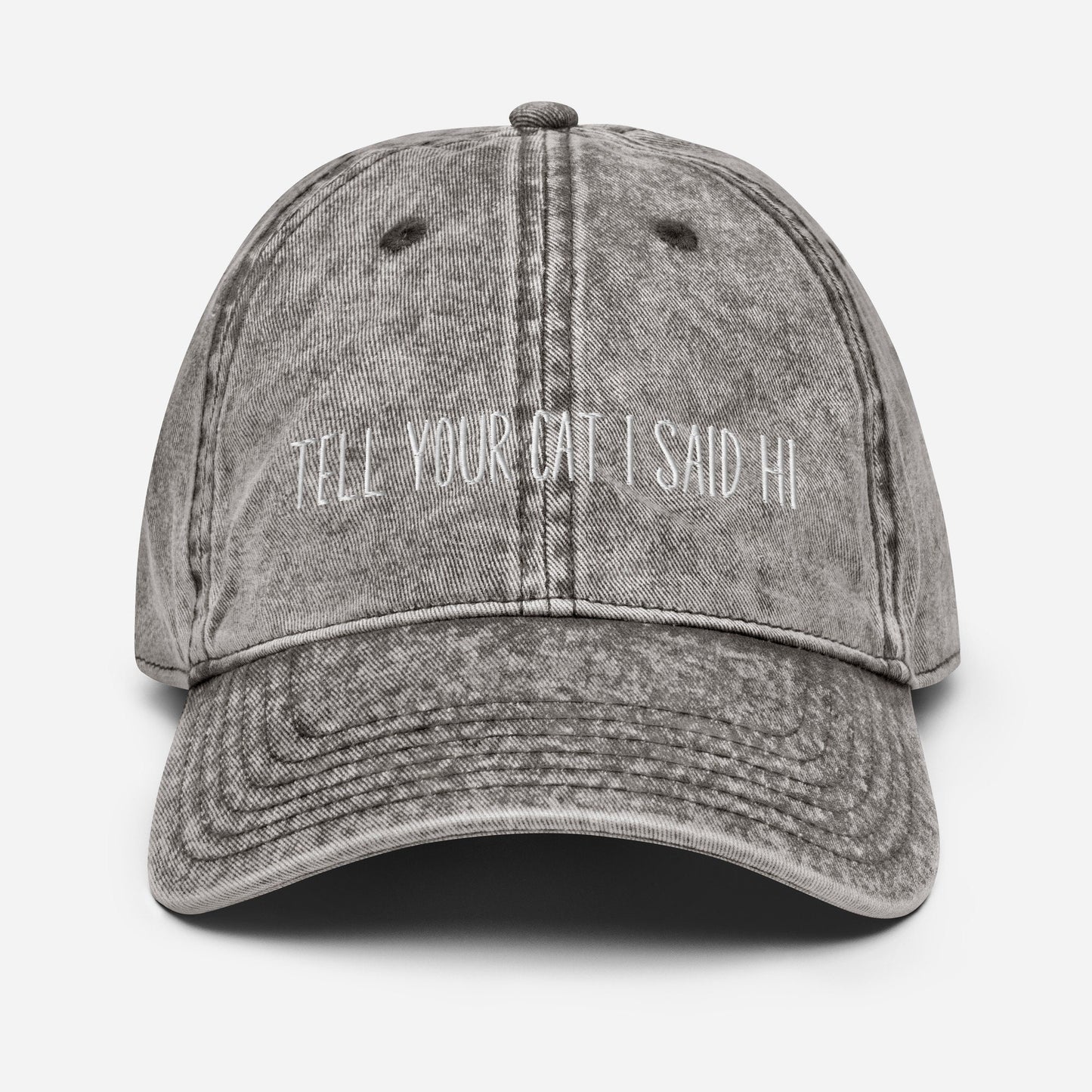 Tell Your Cat I Said Hi Embroidered Vintage Aesthetic Cotton Twill Dad Hat