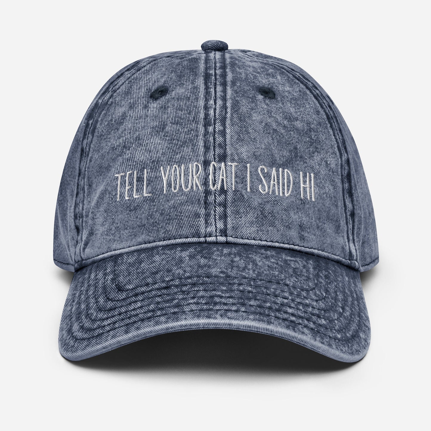 Tell Your Cat I Said Hi Embroidered Vintage Aesthetic Cotton Twill Dad Hat