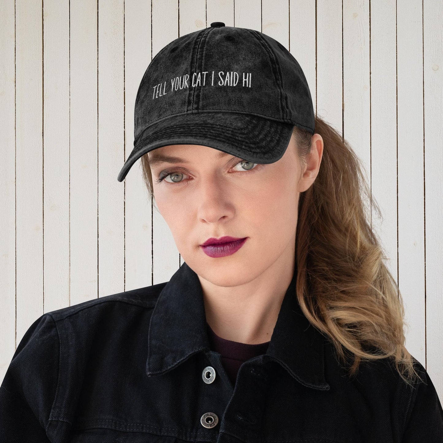 Tell Your Cat I Said Hi Embroidered Vintage Aesthetic Cotton Twill Dad Hat